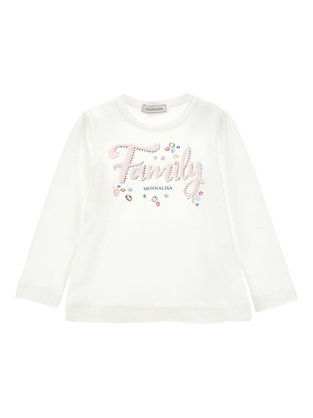 Studded graphic long-sleeve top - White