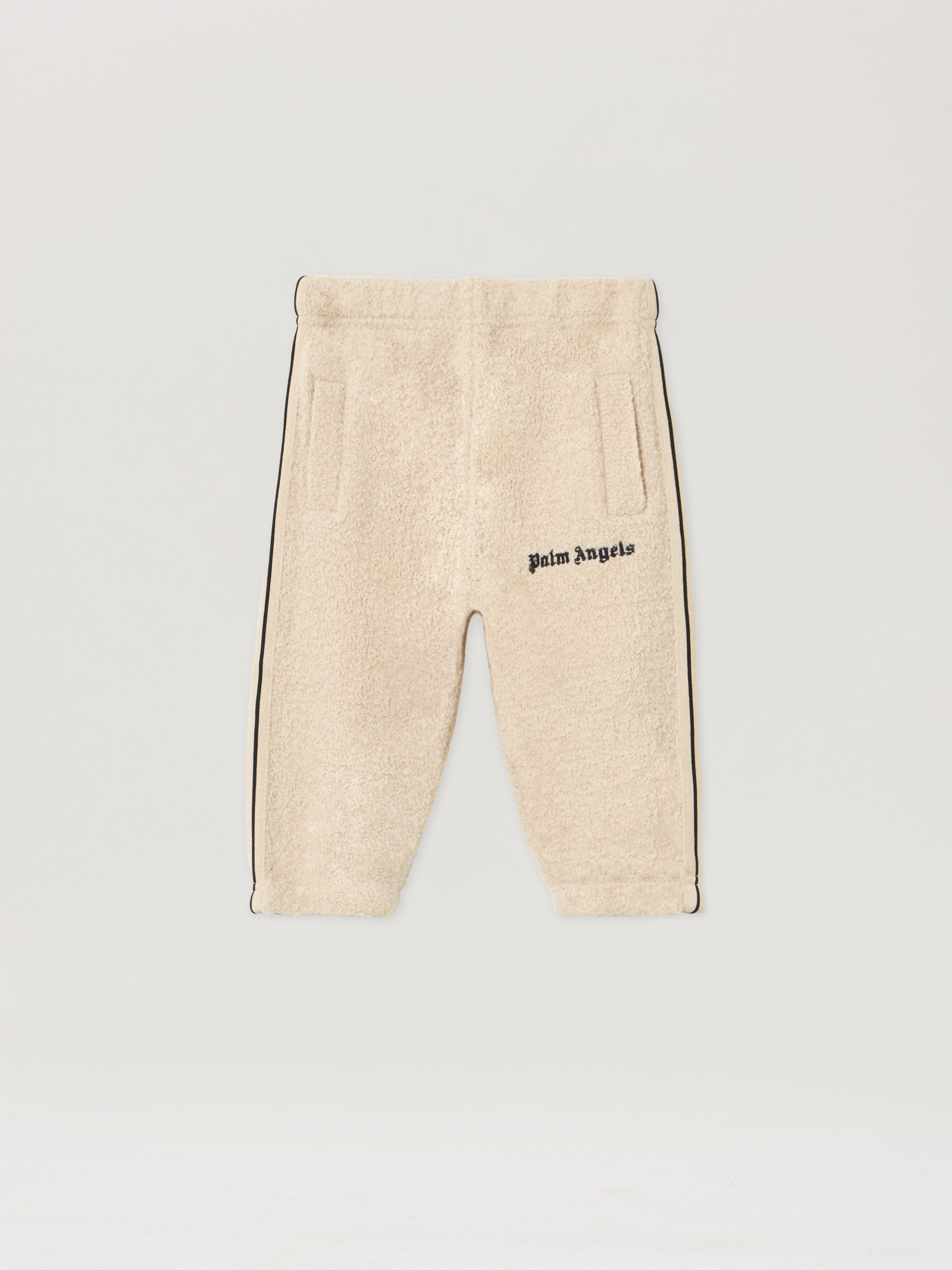 Logo Teddy Track Knit Pants Kids  Ecru