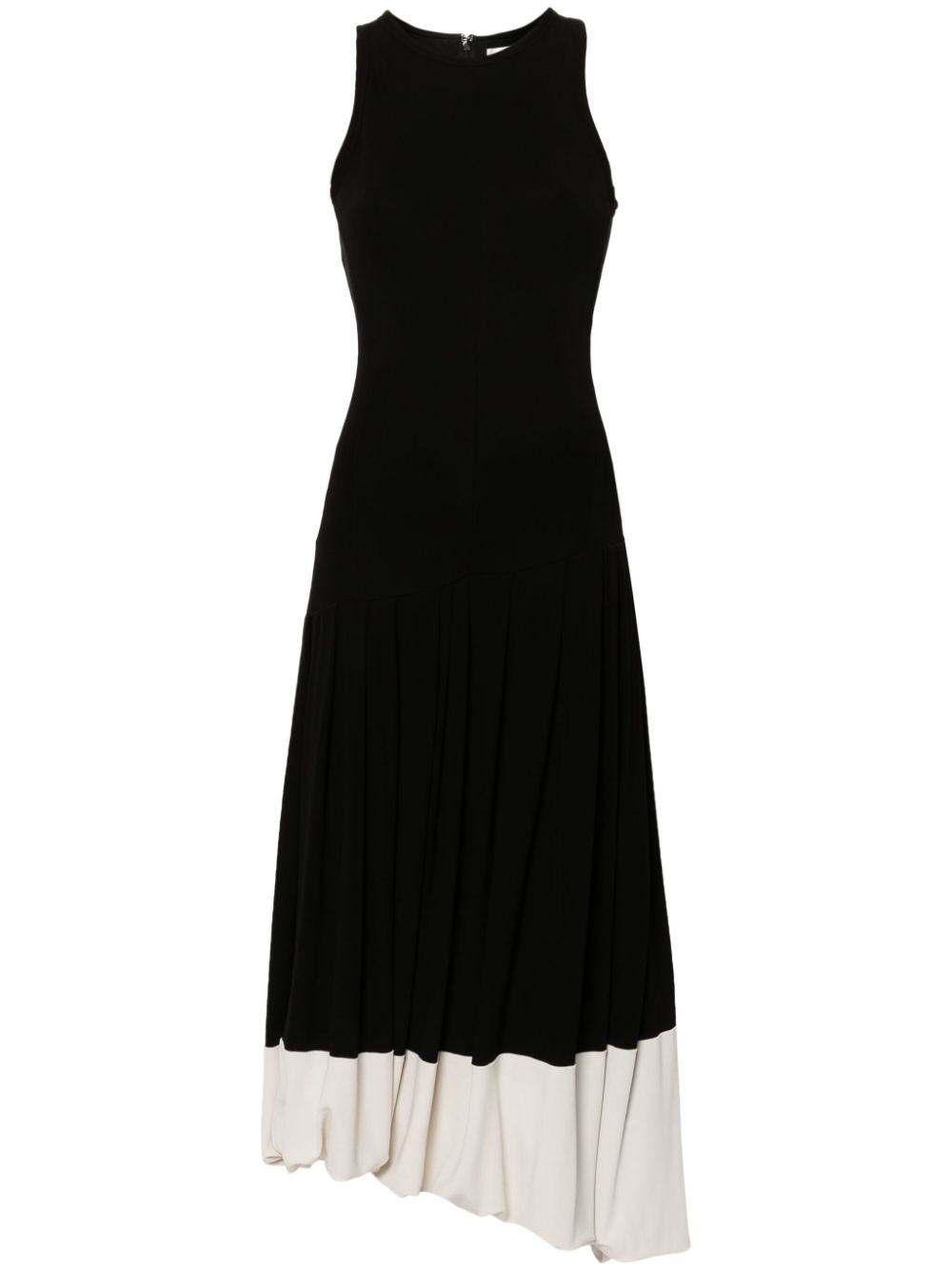 Pleated crepe midi dress - Black