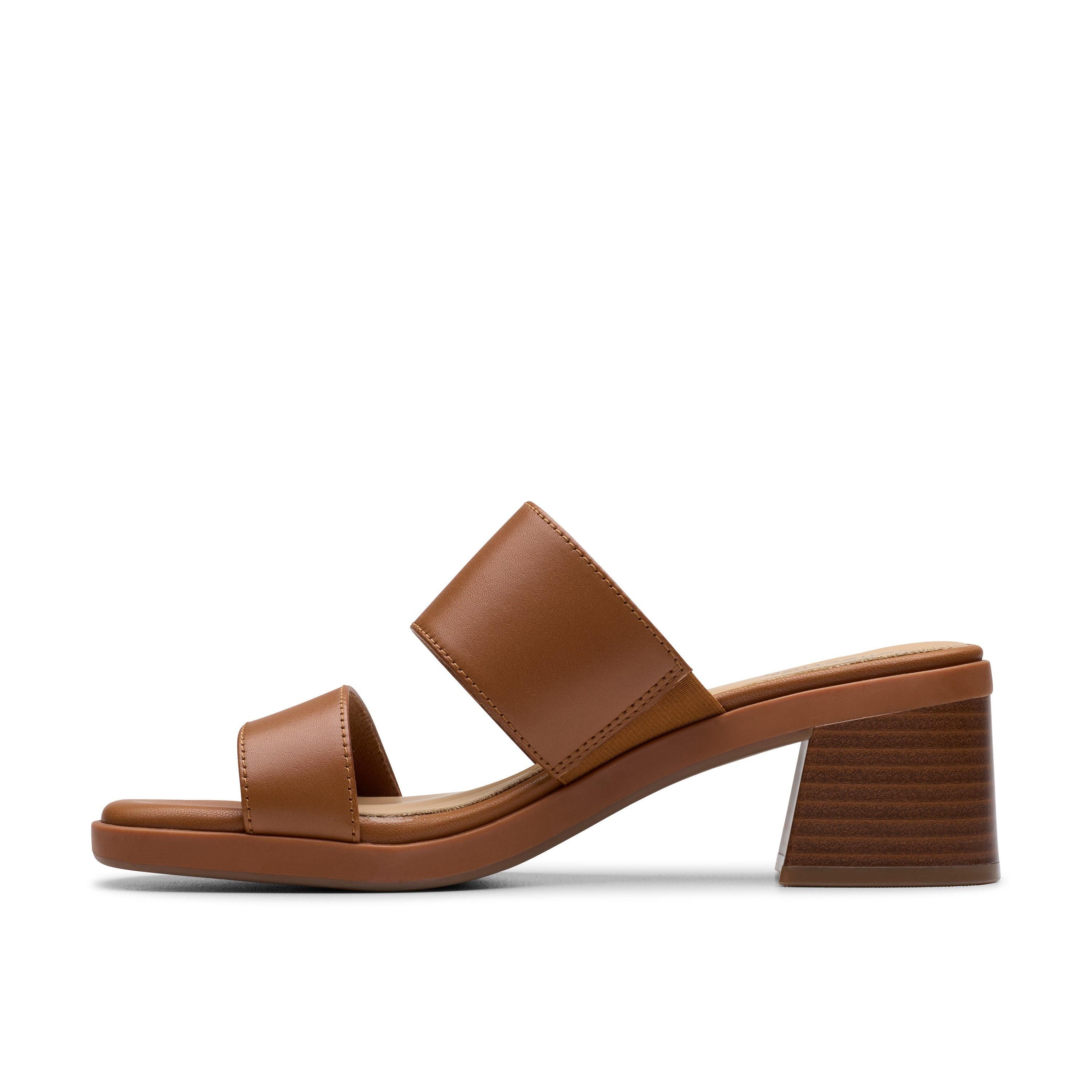 Clarks Jaylan Dusk Tan Leather Heeled Sandals In Brown
