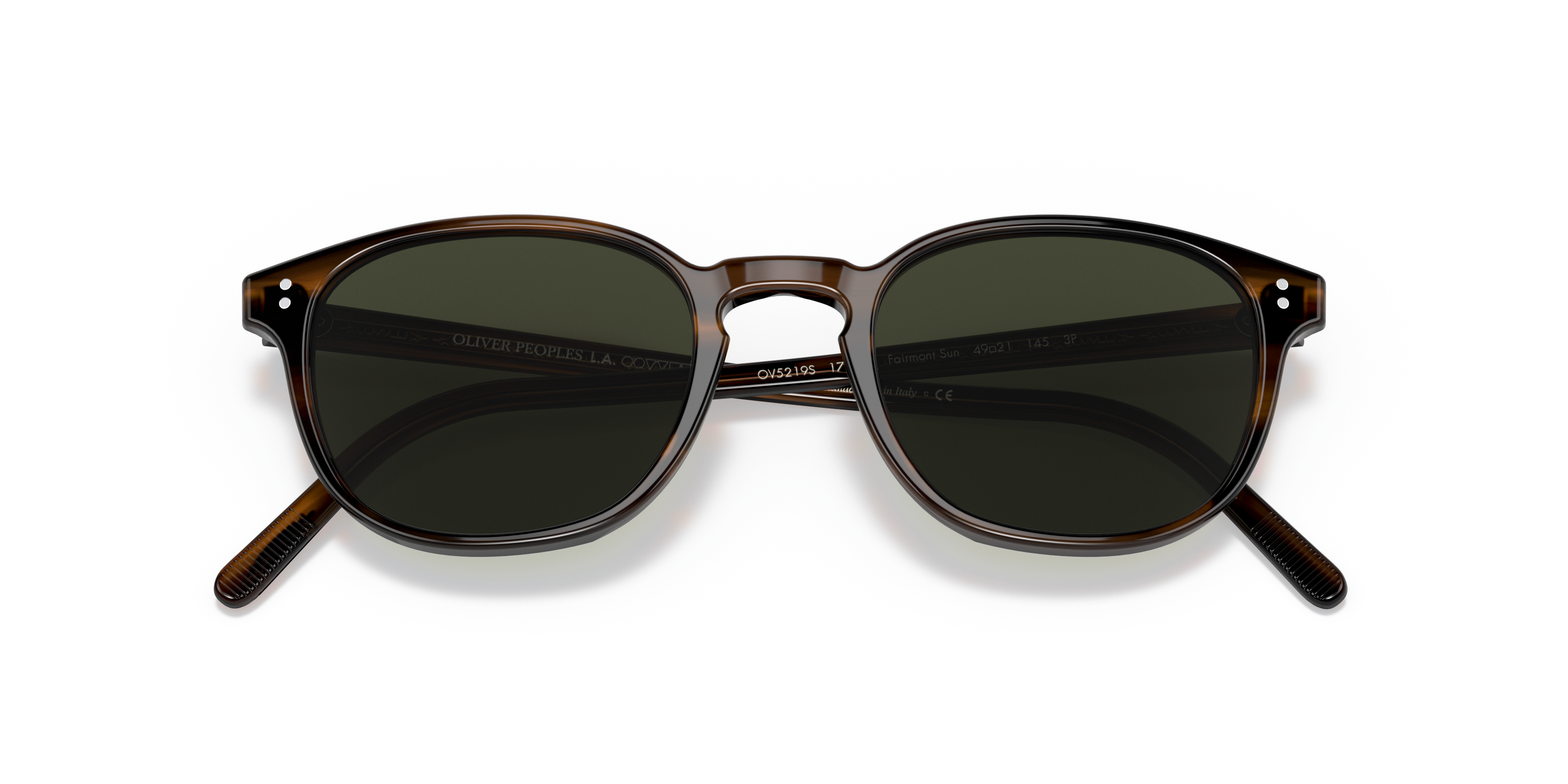Oliver Peoples Man Oliver Peoples OV5219S FAIRMONT SUN 1724P1 Zonnebrillen Acetaat Bruin Groente Kwadraat Gepolariseerd