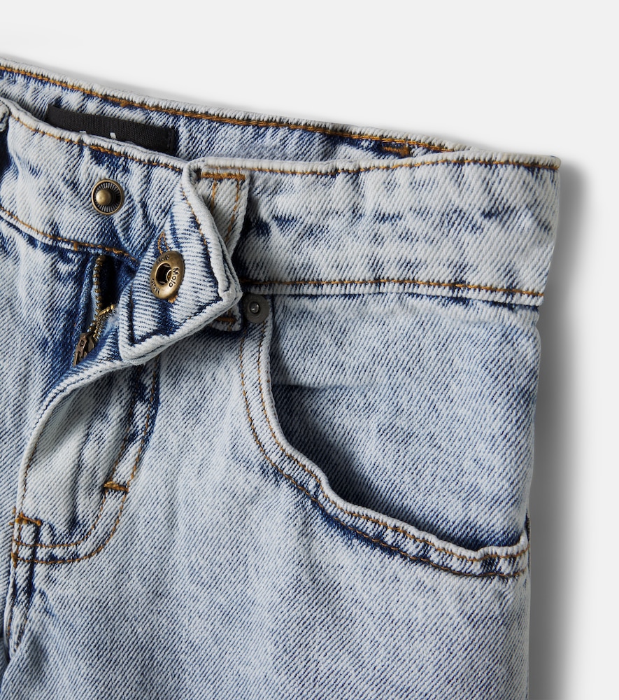 Art faded denim shorts