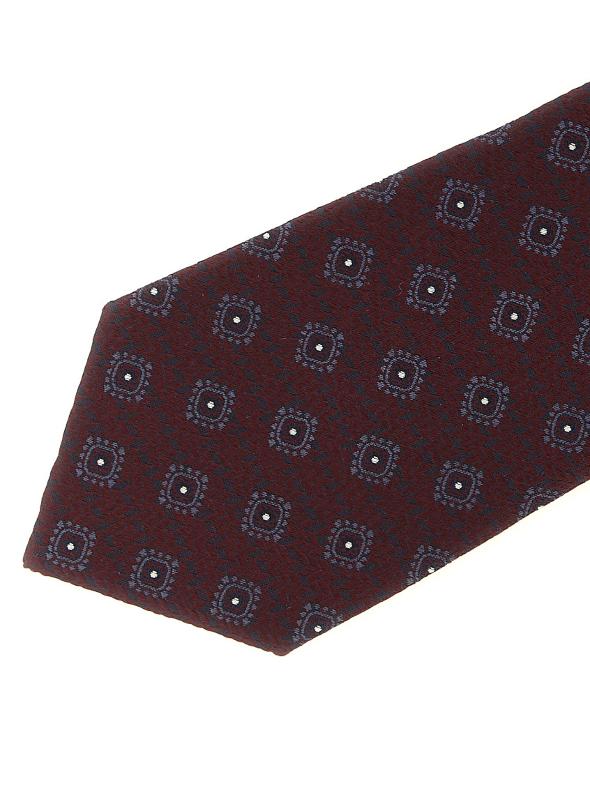 Silk Tie With Geometric Pattern