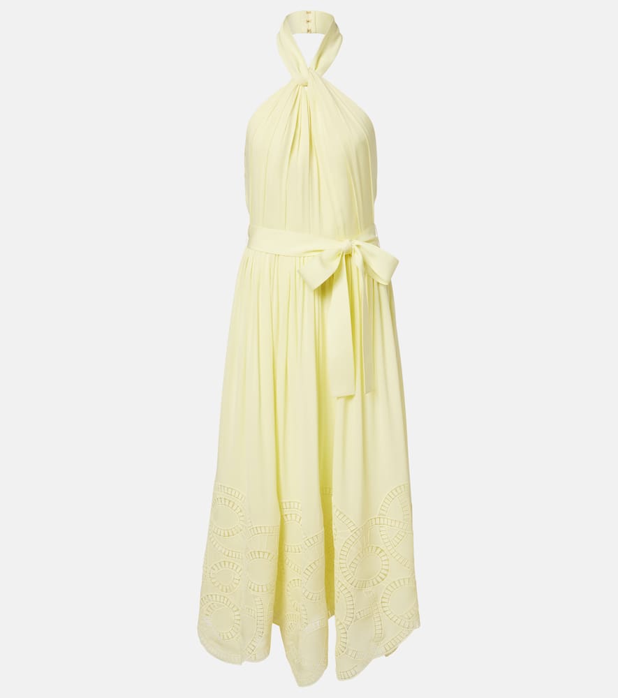 Halterneck silk-blend midi dress