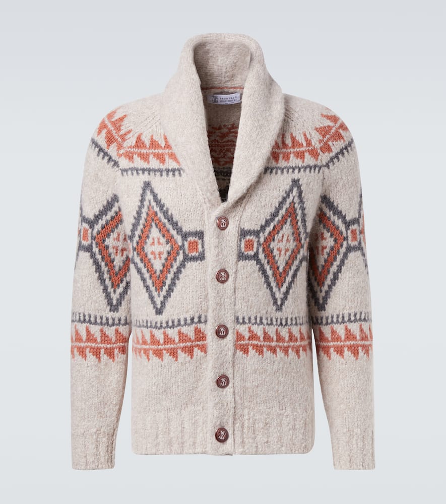 Jacquard wool-blend cardigan