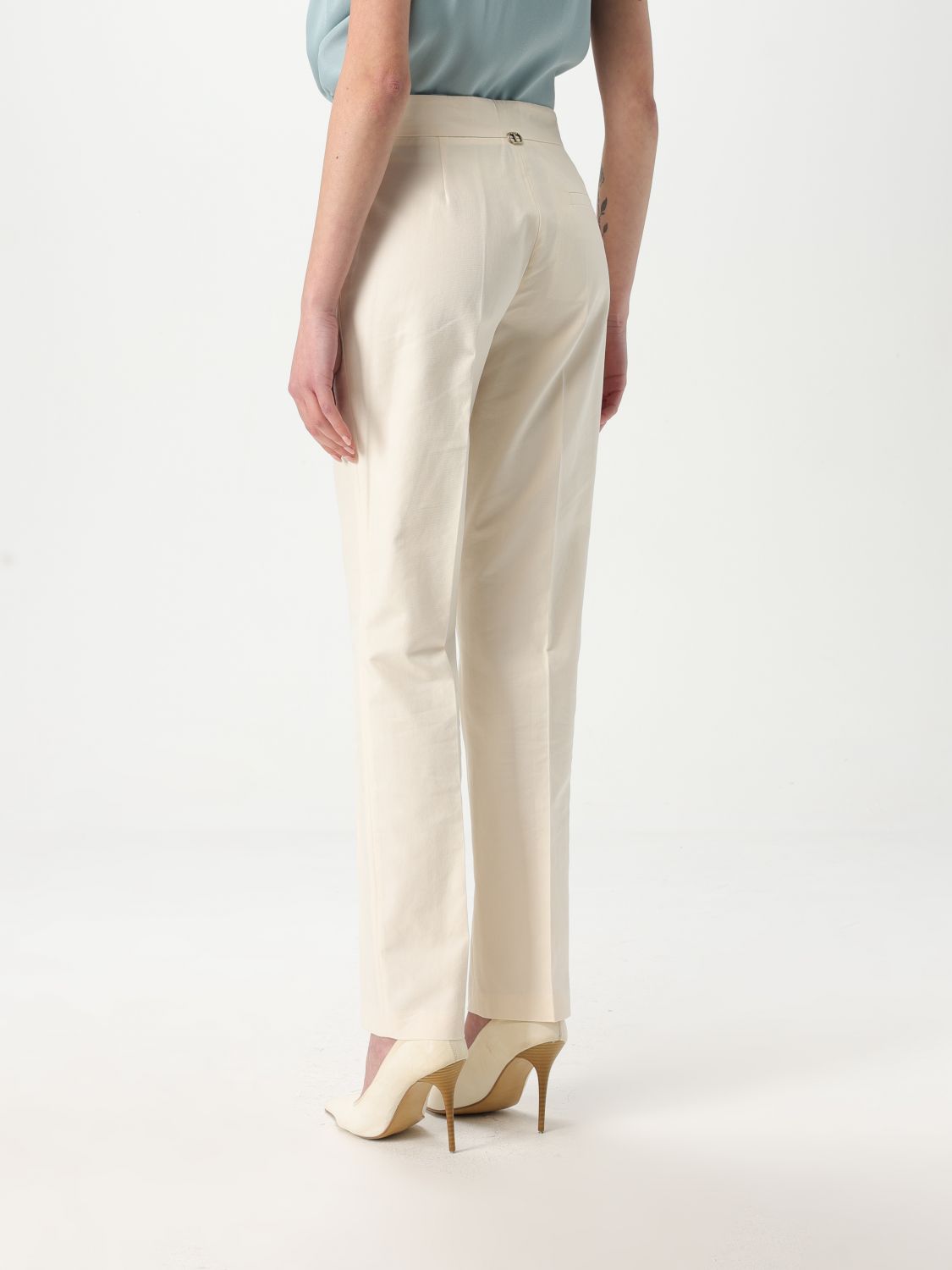 Straight-leg gabardine trousers - White