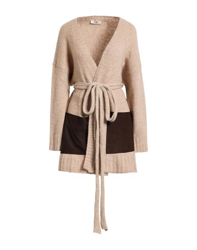 Woman Cardigan Beige Size 10 Alpaca wool, Recycled polyamide, Polyamide, Ovine leather