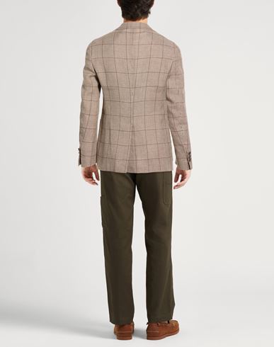 Man Blazer Brown Size 38 Linen, Virgin Wool