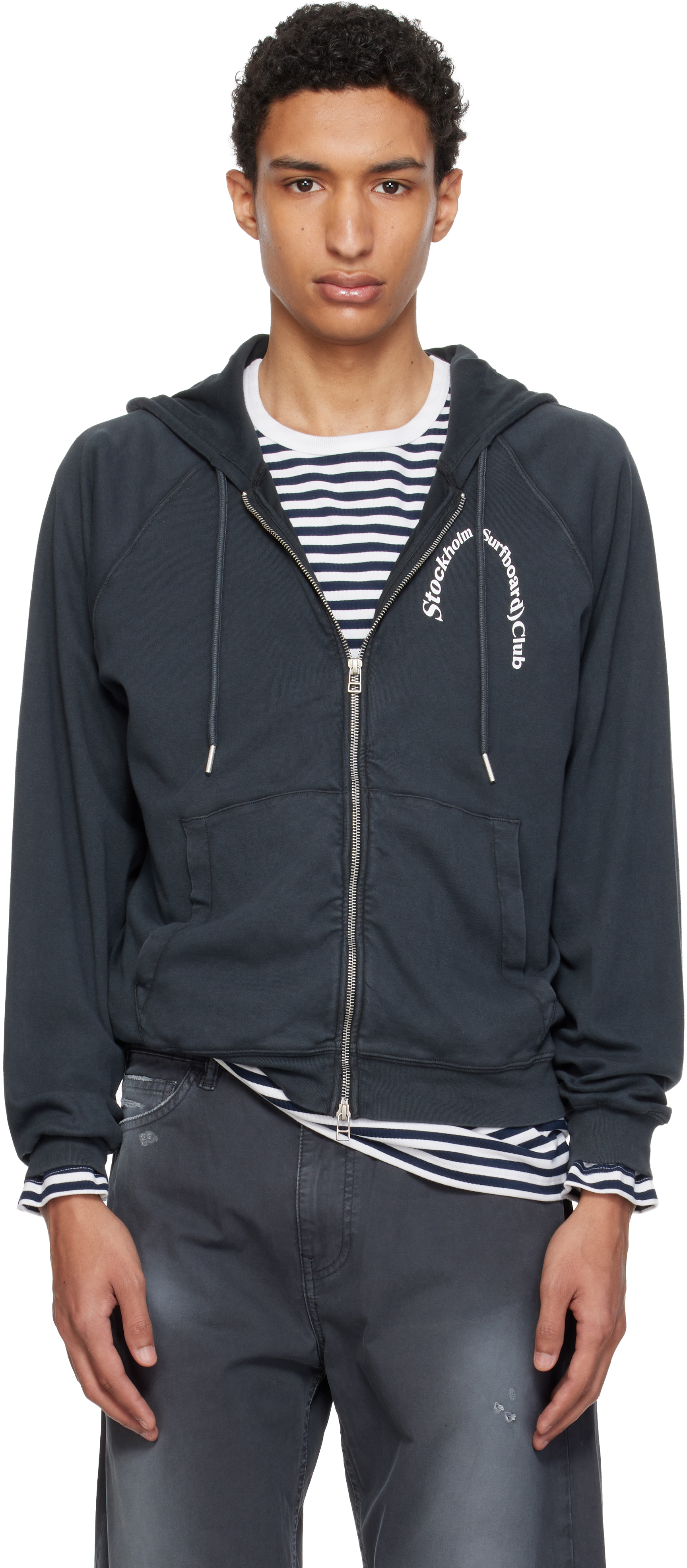 Black Logo Zip Hoodie