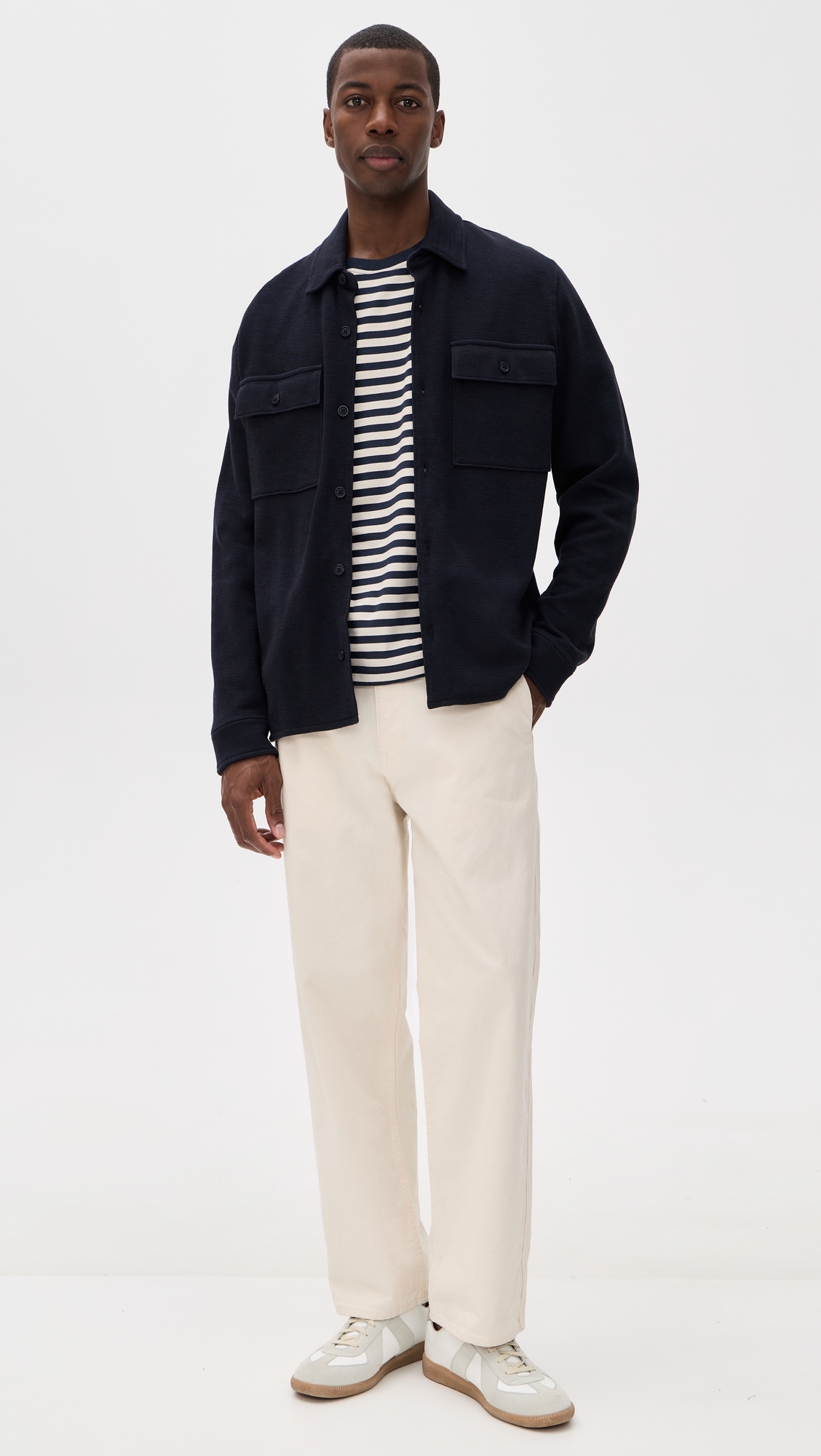 Breton Stripe Short Sleeved T-Shirt Navy/Sand