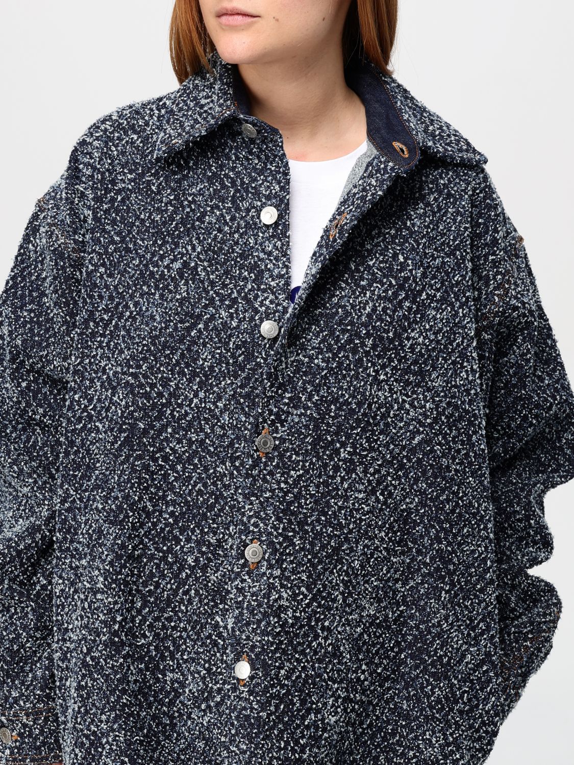 Bouclé-construction oversized coat - Blue