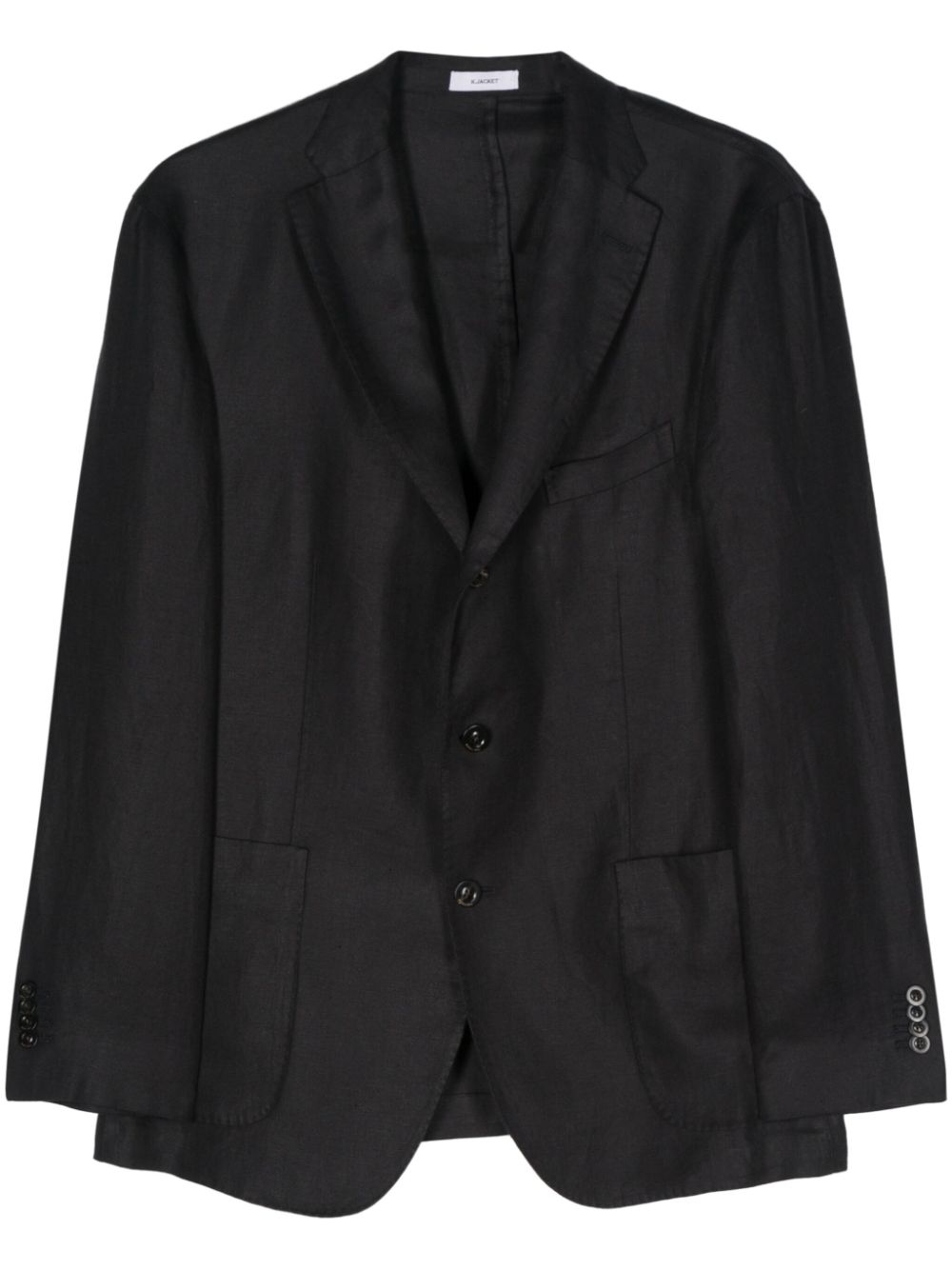 Single-breasted linen blazer - Blue