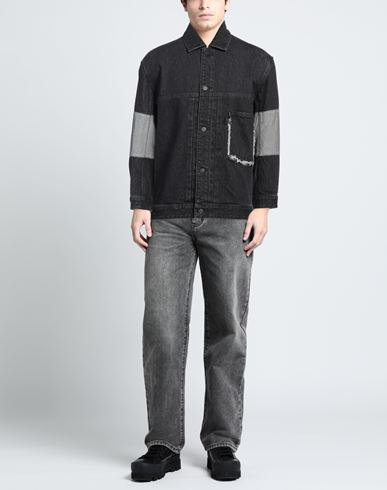 Man Denim outerwear Black Size S Cotton
