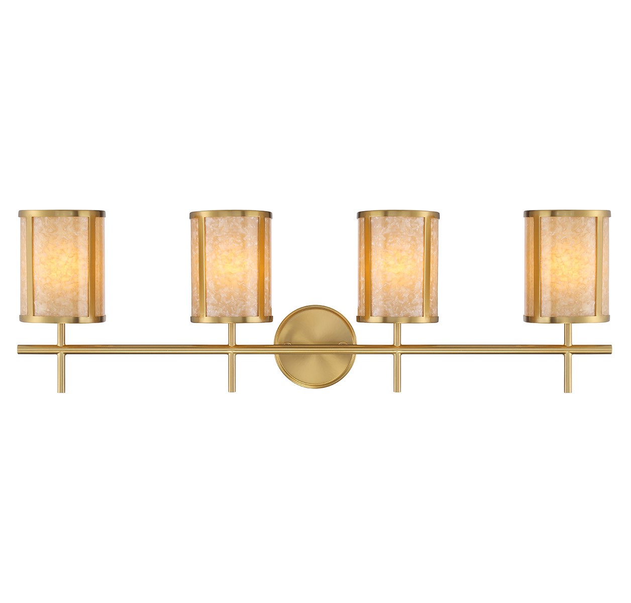 Warm Brass Four Light Bathroom Vanity from the Camden Collection