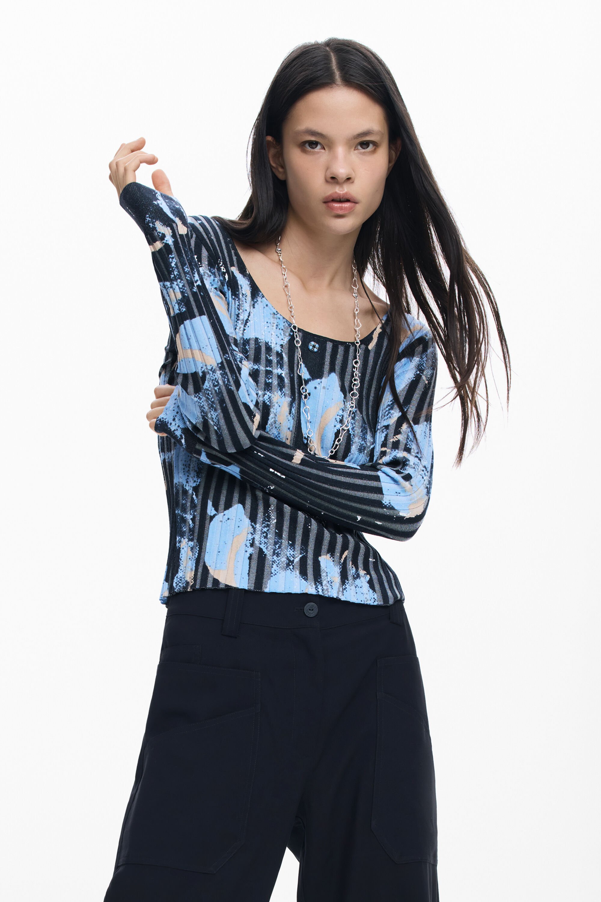 Lightweight sweater with floral texture