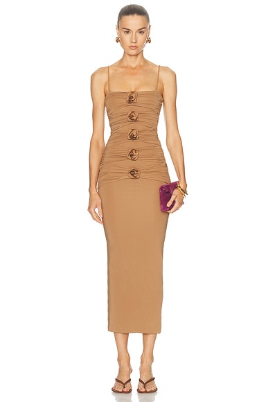 Maygel Coronel Susurro Dress in Bronze Brown - Tan. S/M also in M/L