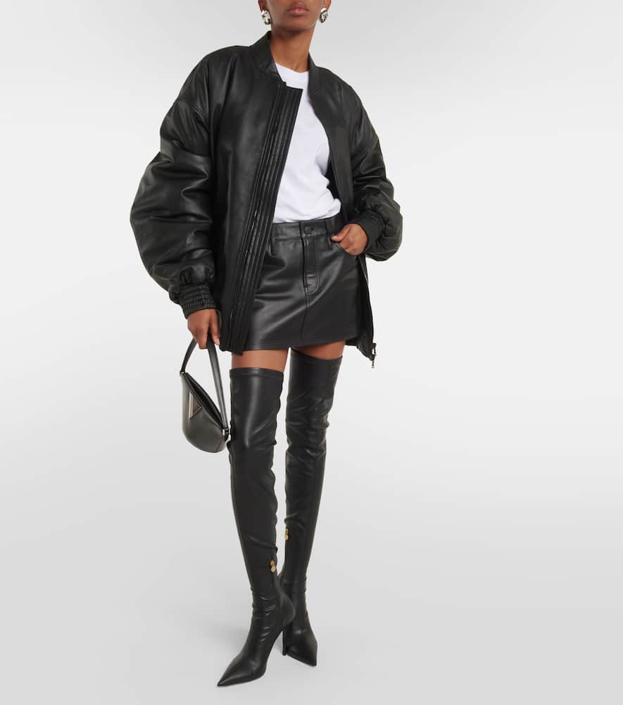 Leather bomber jacket