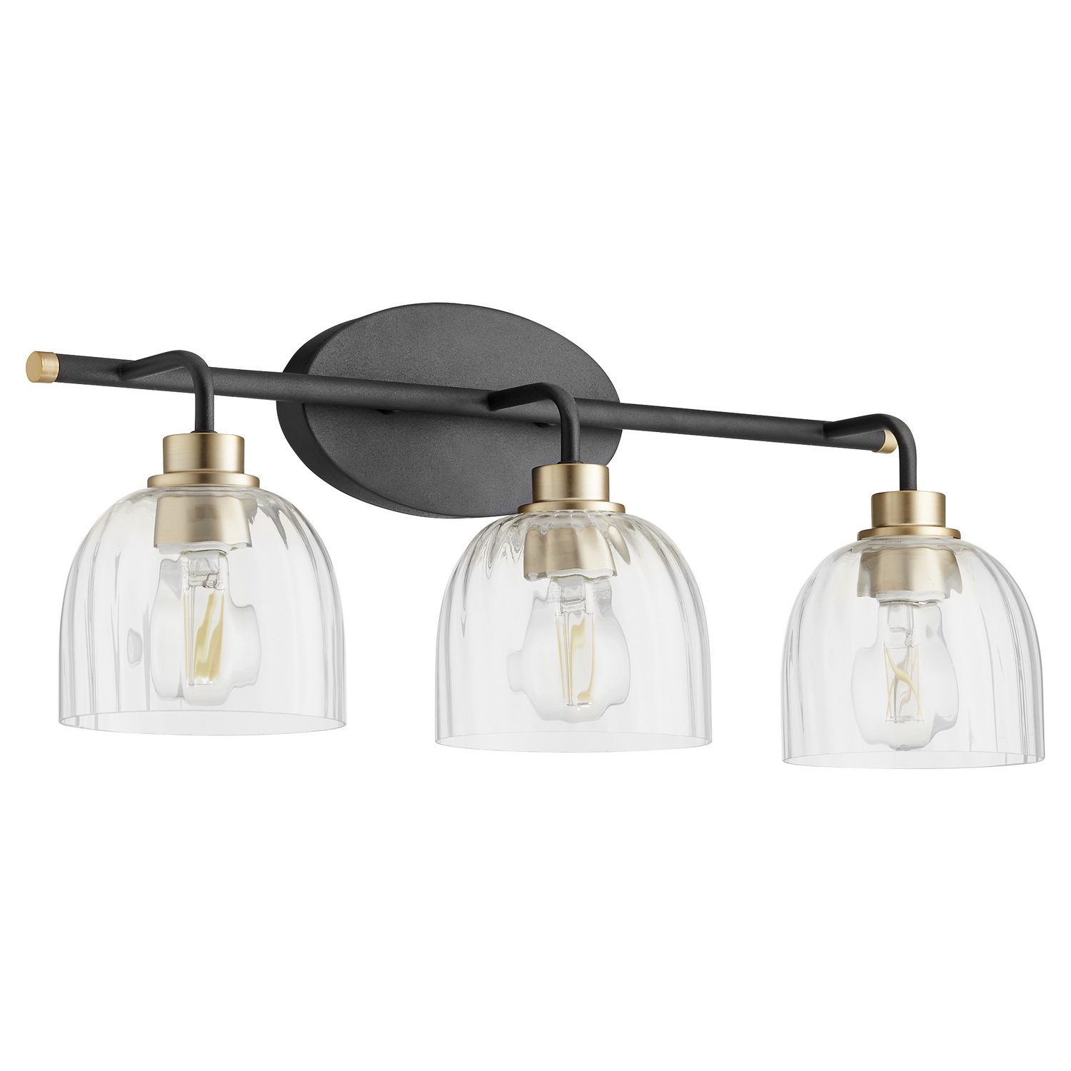 Espy 3-Light Bathroom Vanity Light in Textured Black w with Aged Bra