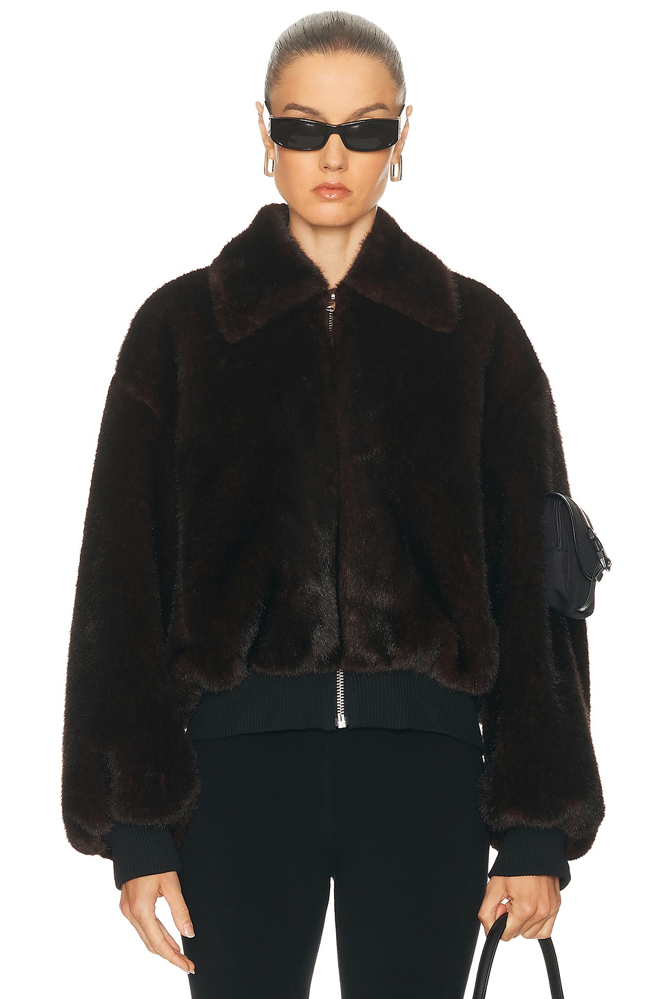 Coperni Faux Fur Bomber Jacket in Brown