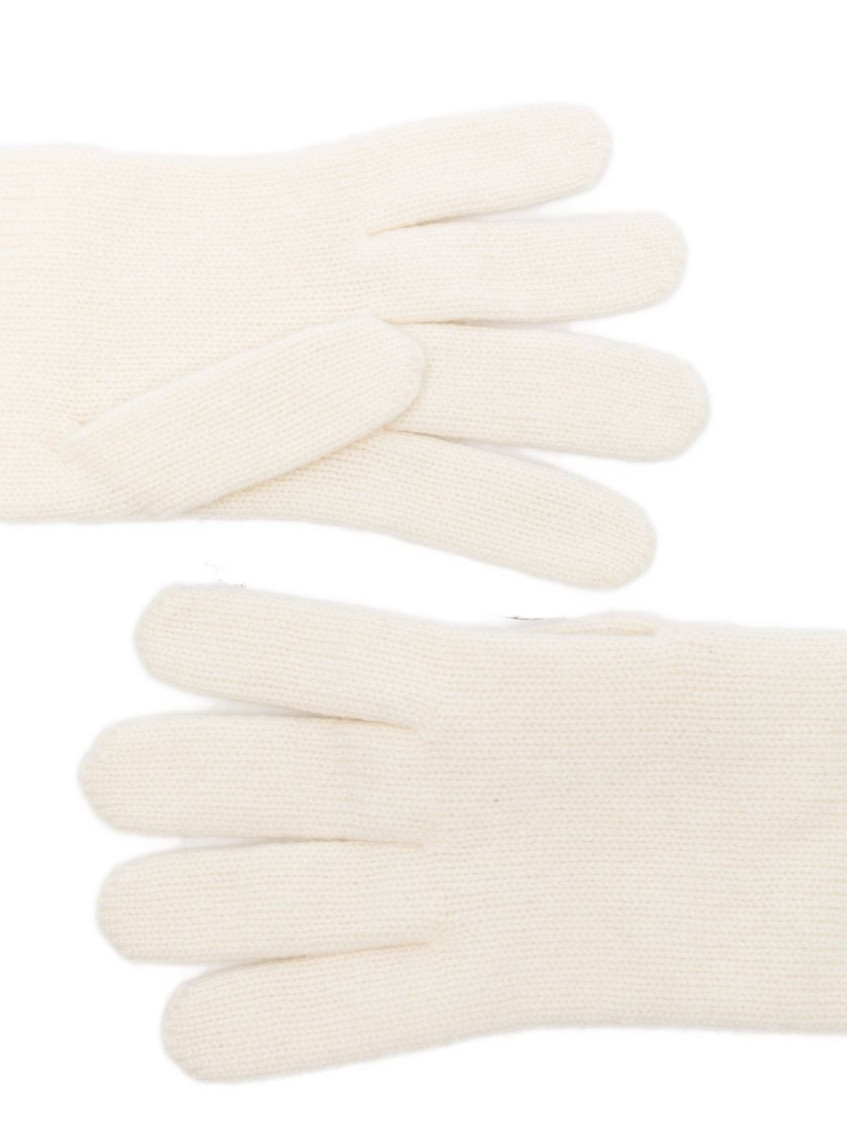 Beige Solid Knitted Gloves