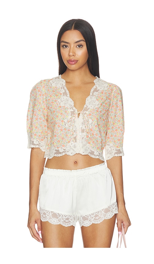 RIXO Ursula Top in Cream. - XXS also in