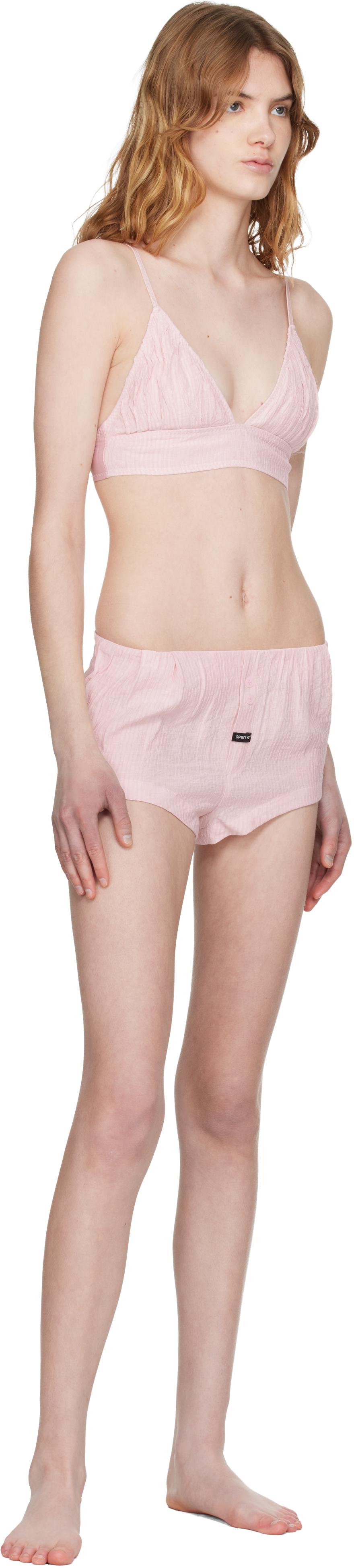 Beige Crinkled Tab Boxer Briefs