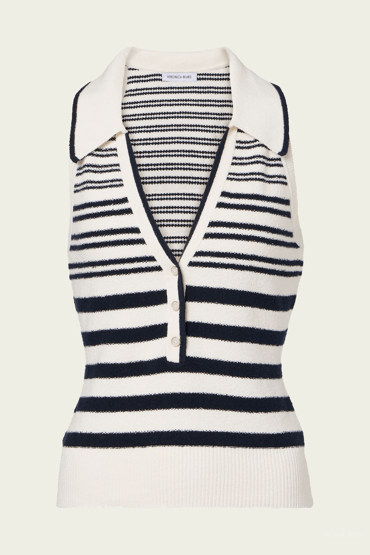 Meera Knit Tank Top in White Navy