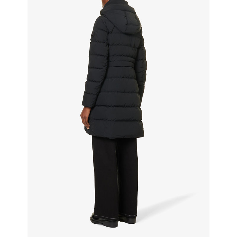 Womens Black Aurora Brand-patch Shell-down Parka