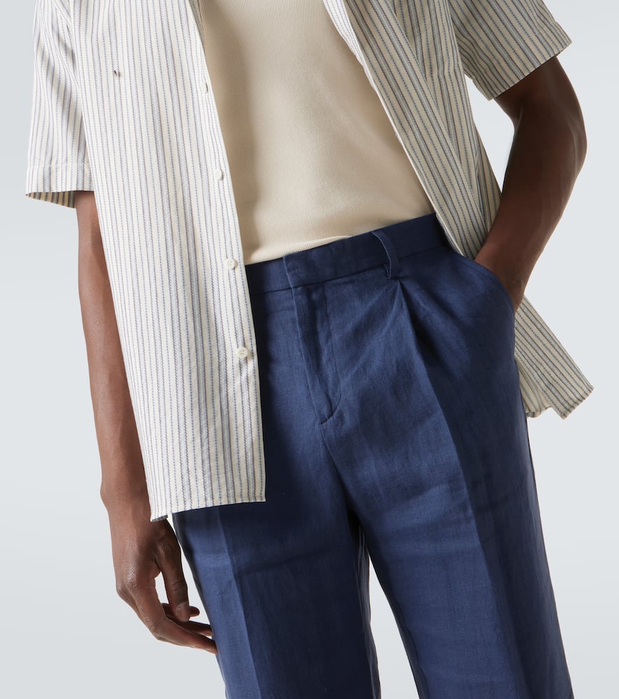 Pleated linen straight pants