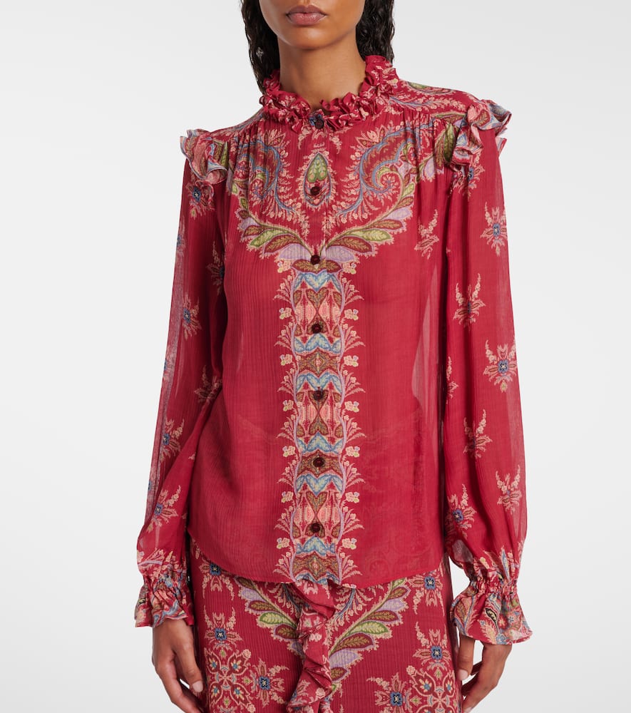 Printed crepon blouse