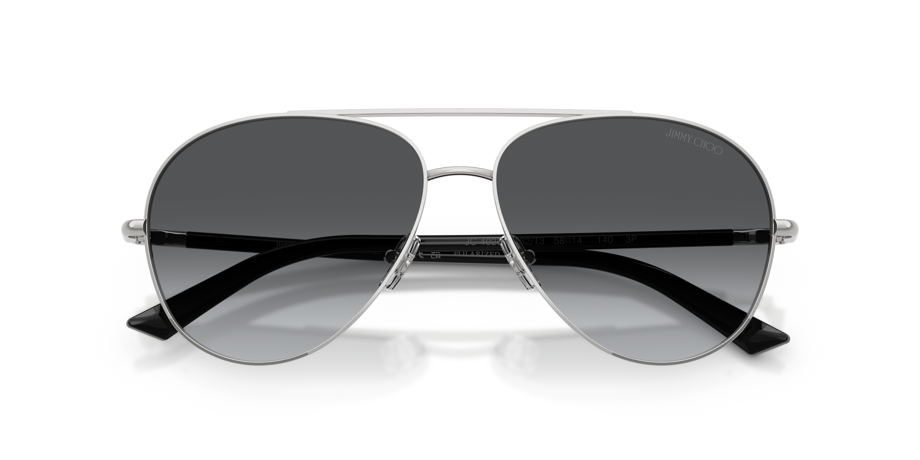 Jimmy Choo Donna Jimmy Choo JC4026 3002T3 Occhiali da sole Metallo Argento Grigio Pilot Polarizzata