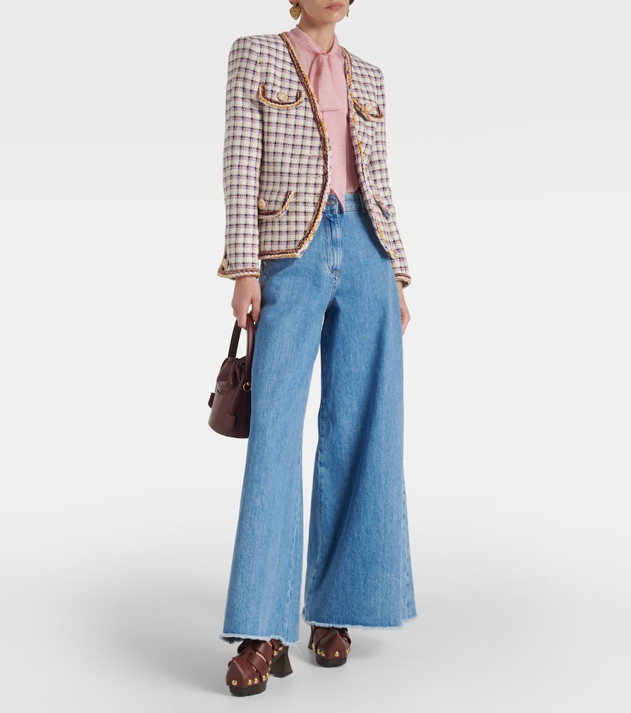 Checked cotton-blend jacket