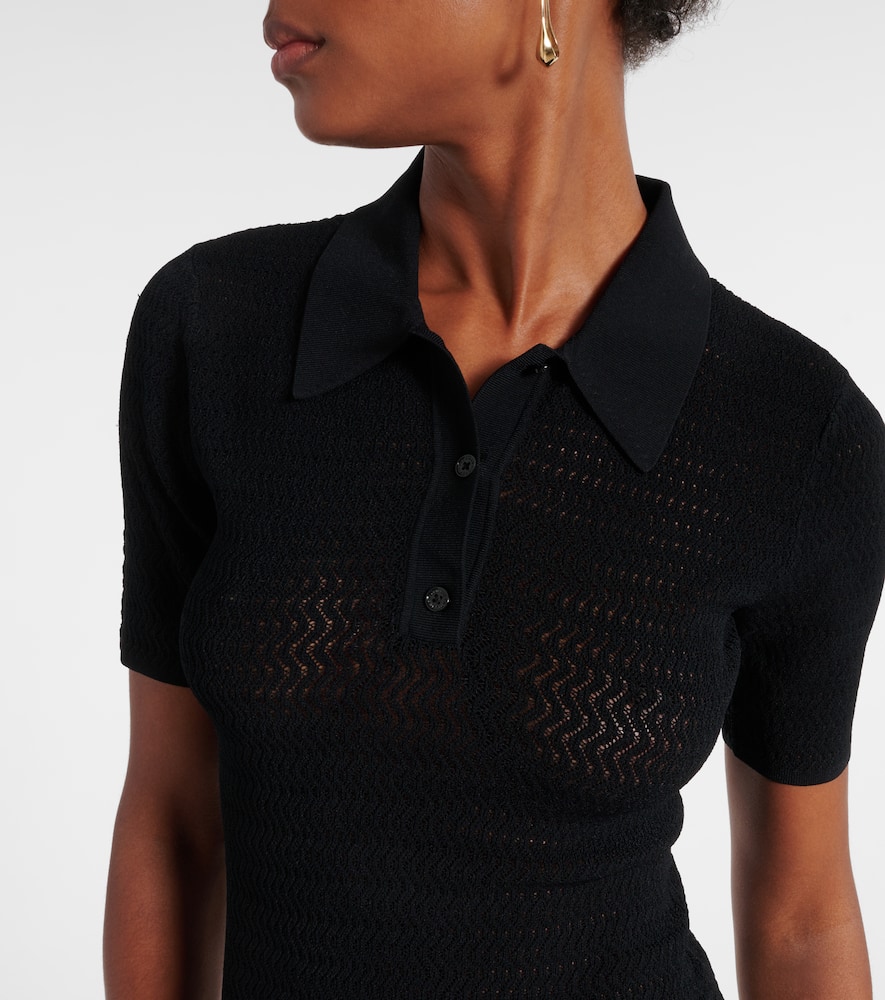 Pointelle polo shirt