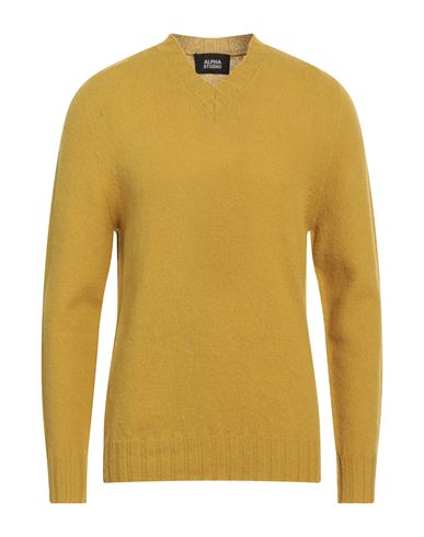 Alpha Studio Man Sweater Marigold Size 40 Wool