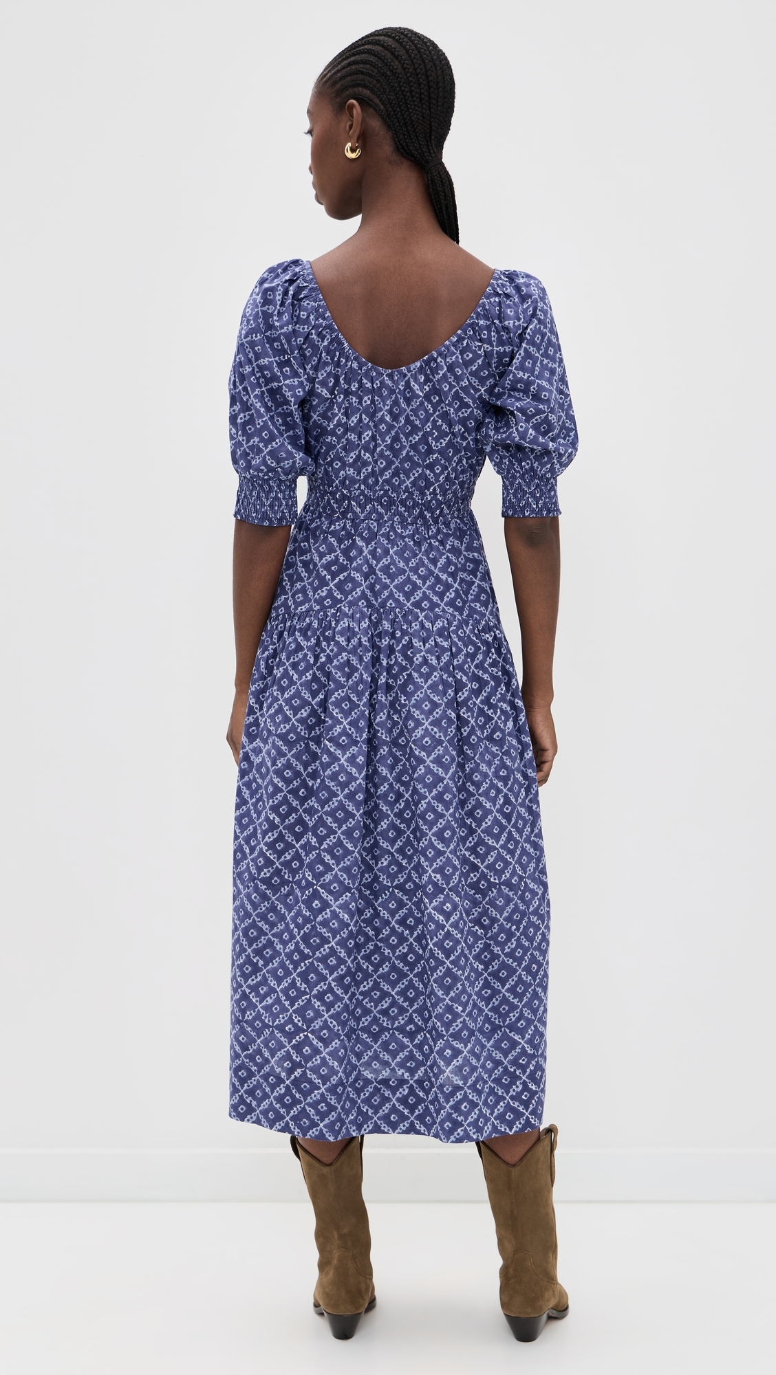Abby Dress Indigo Lattice