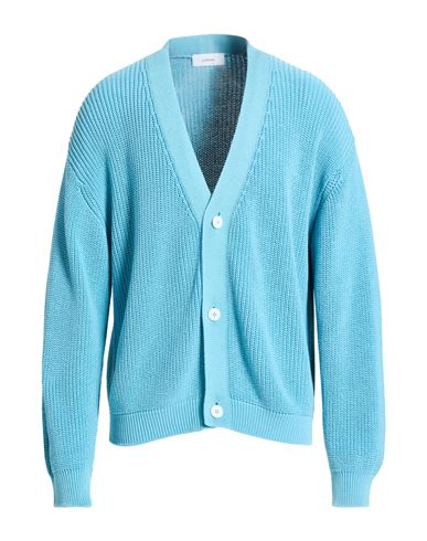 Man Cardigan Turquoise Size L Cotton