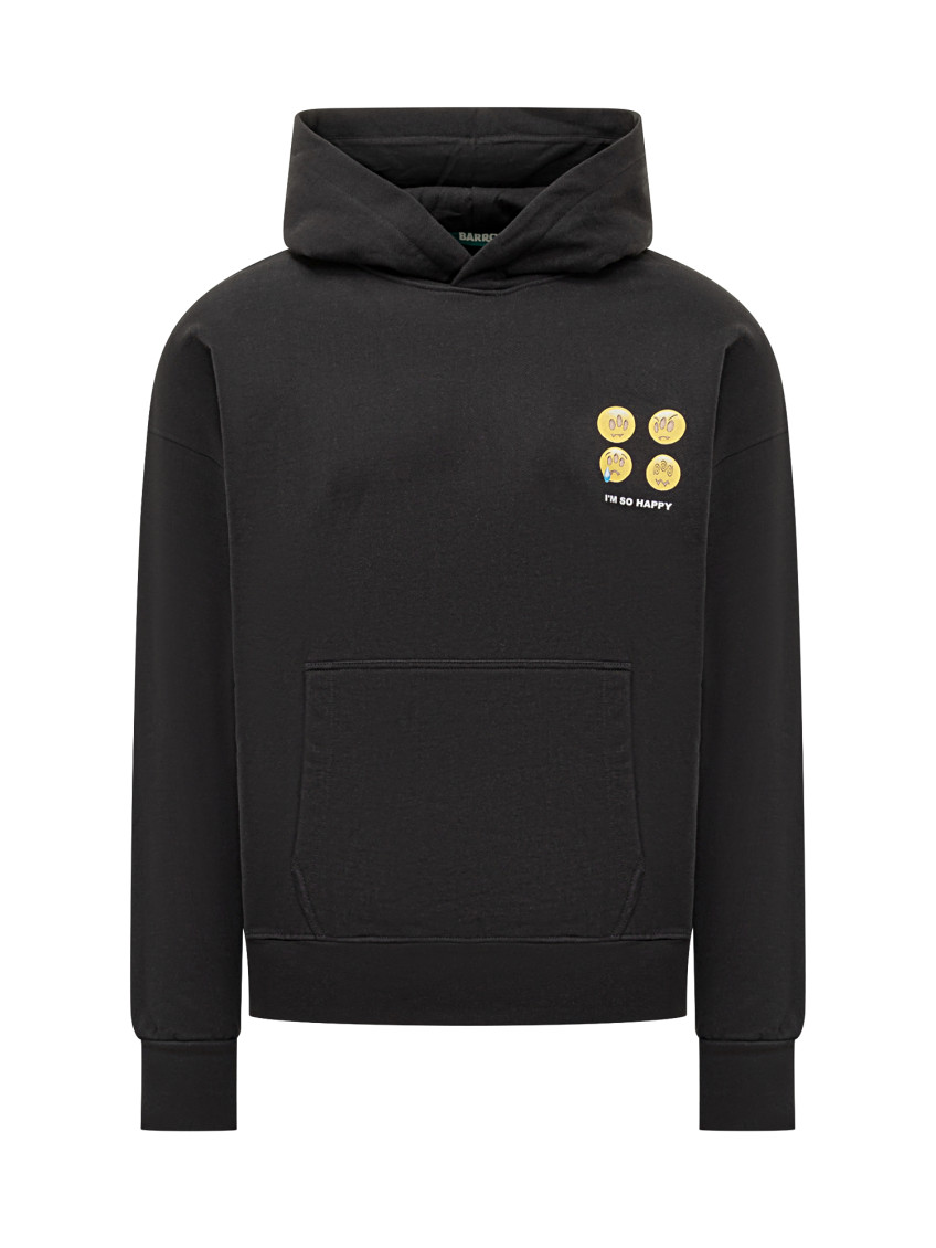 Black Printed Hood Sweatshirt