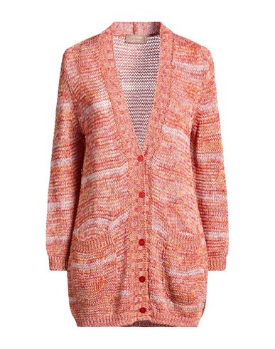Woman Cardigan Orange Size 6 Cotton, Linen, Viscose, Metallic fiber, Polyamide