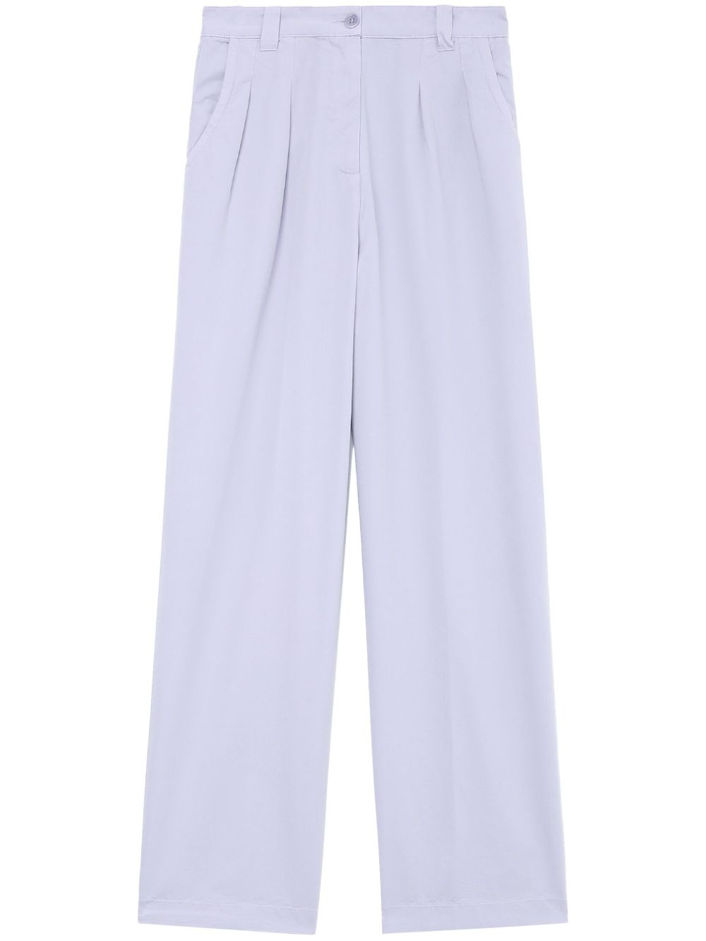 Wide-leg cotton trousers - Blue