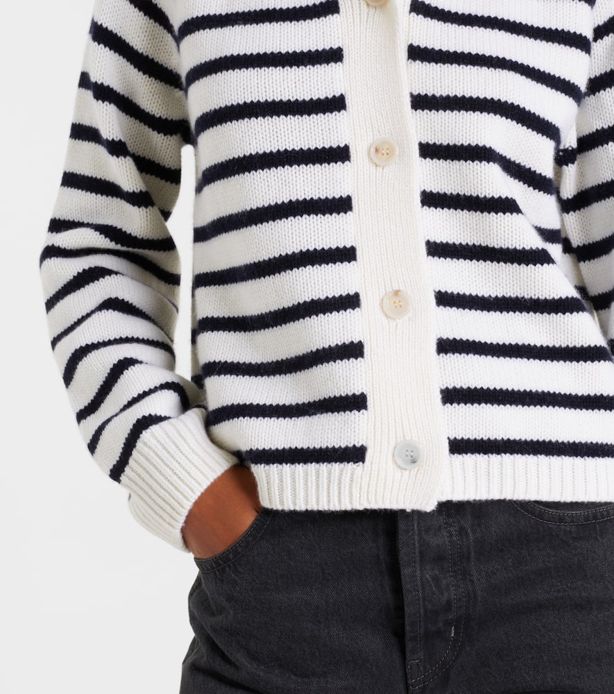 Striped wool and cashmere cardigan