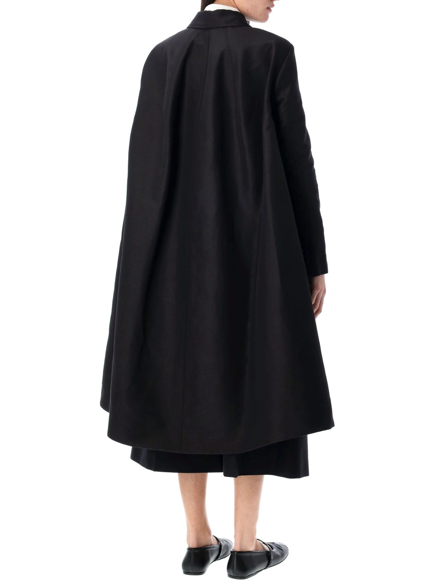 Minimalist Black Cotton Raincoat For Women