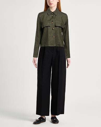 Woman Denim outerwear Military green Size M Cotton, Elastane