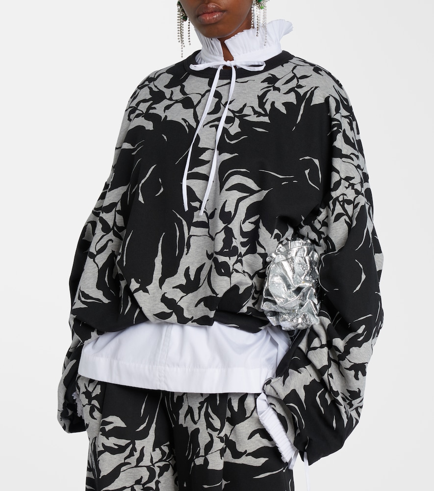 Draped floral cotton jersey sweatshirt