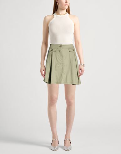 Woman Mini skirt Sage green Size S Cotton, Elastane