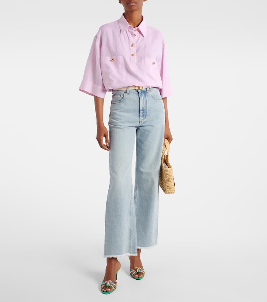 Oversized linen polo shirt