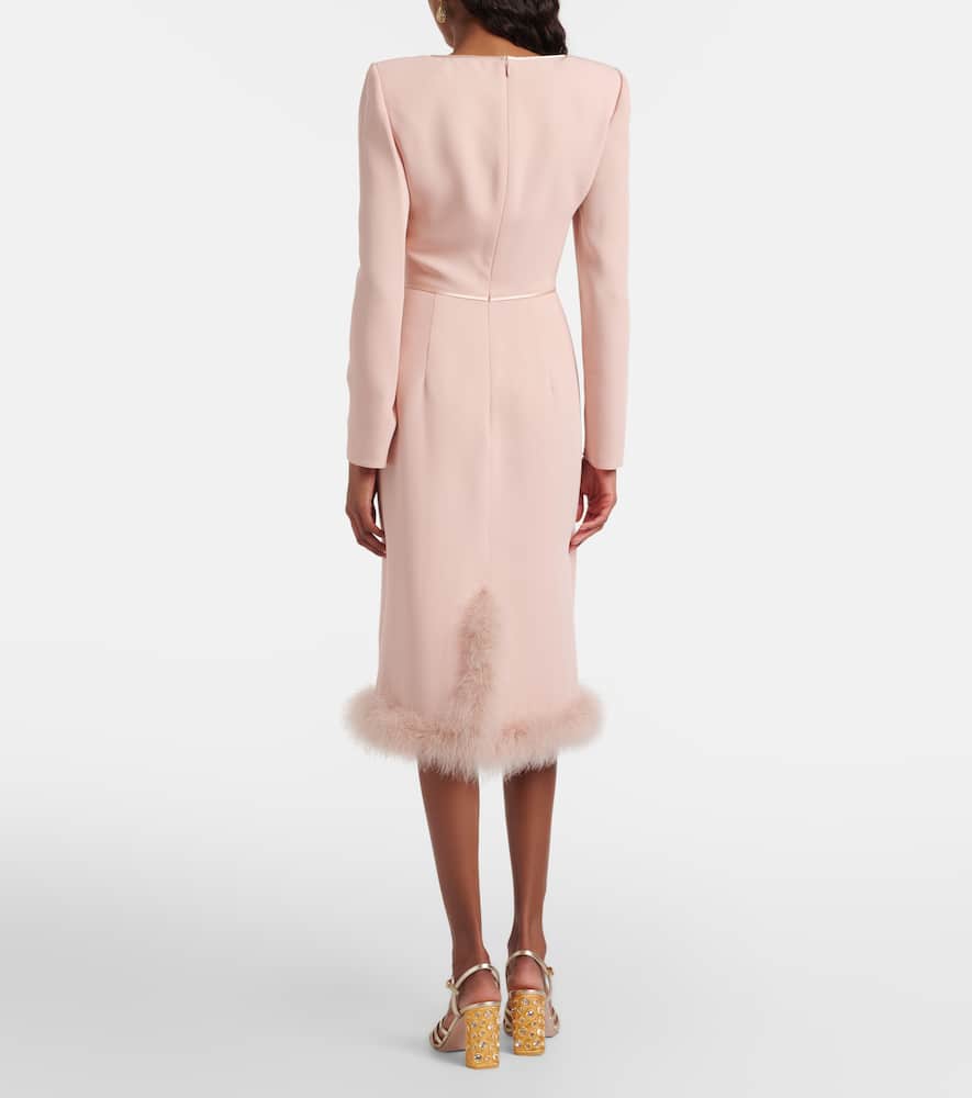 Cady Couture feather-trimmed midi dress