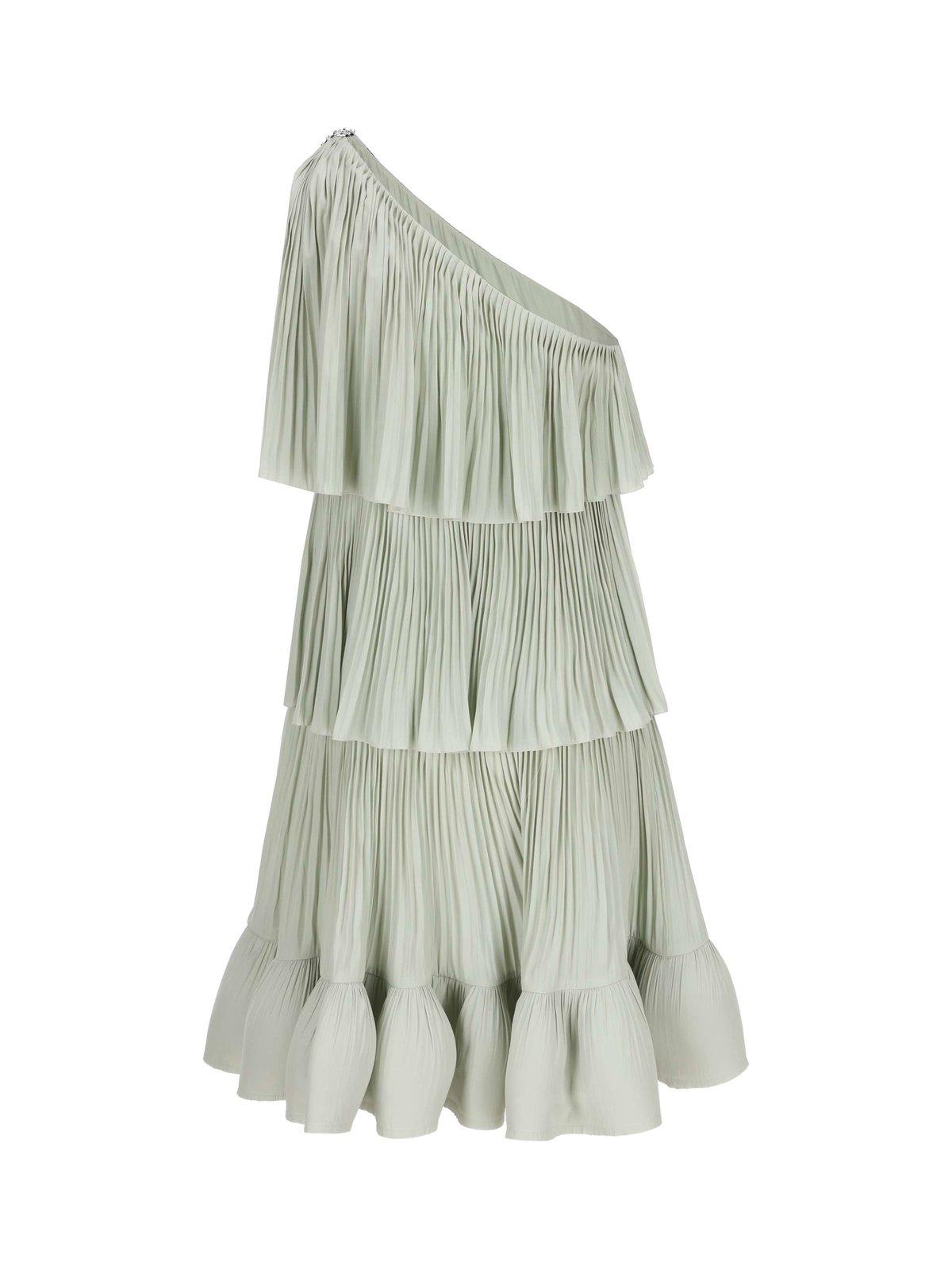 Asymmetric Layered One-shoulder Dress