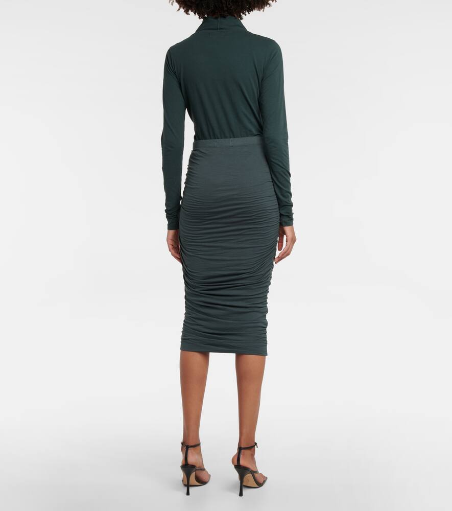 Lisa ruched cotton-blend midi skirt