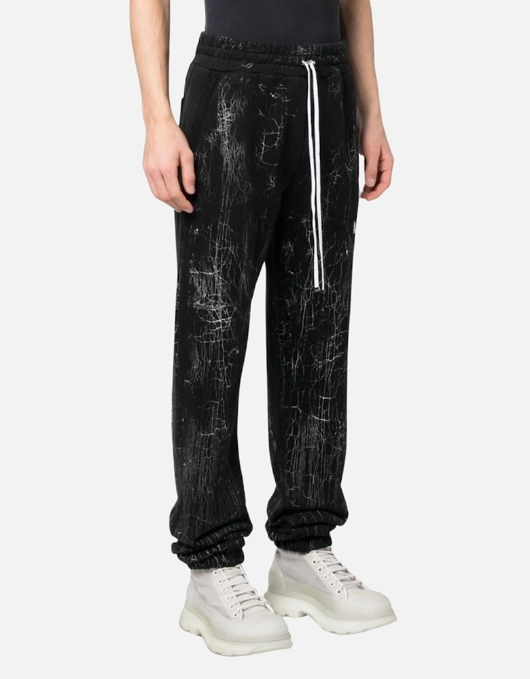 Men's Amiri Cracked Dye Logo Black Sweat Pants - Size: 35/34/32