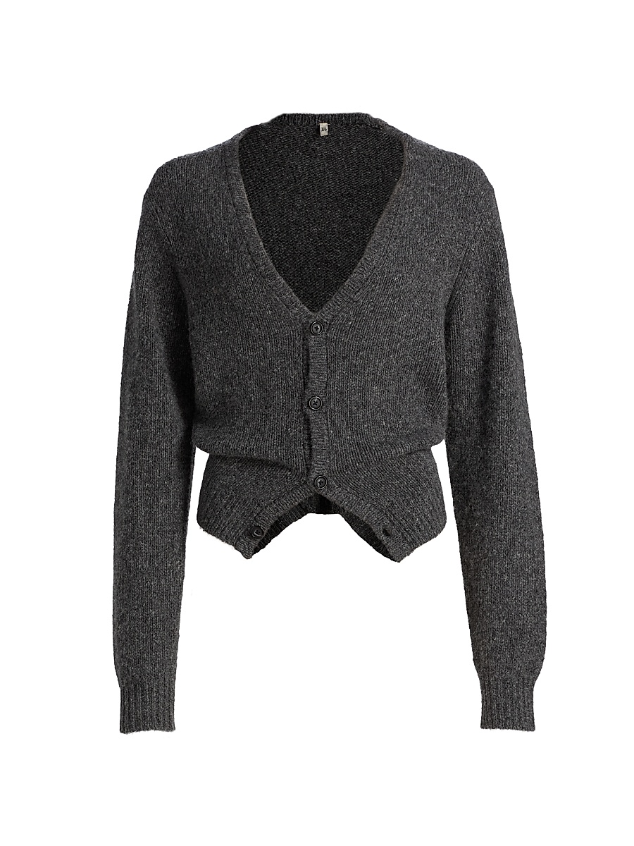 Women's Cashmere Split-Hem Cardigan - Charcoal Grey